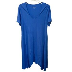 Women's Soft Surroundings Blue Soft Jersey Maxi Shift Dress Size XL